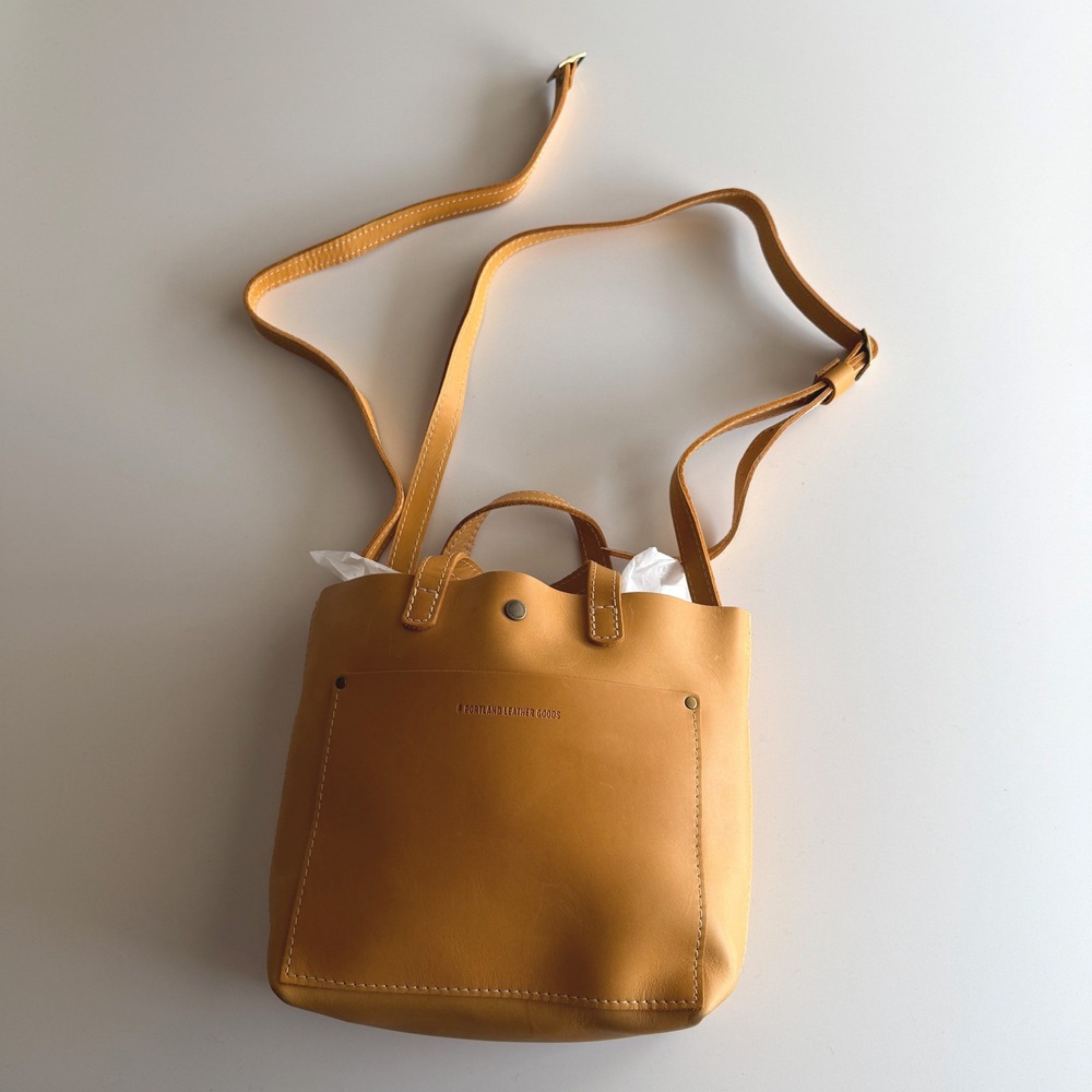 Portland Leather Goods Mini Crossbody Snap Top Sunflower Yellow Bag Purse - Picture 2 of 8